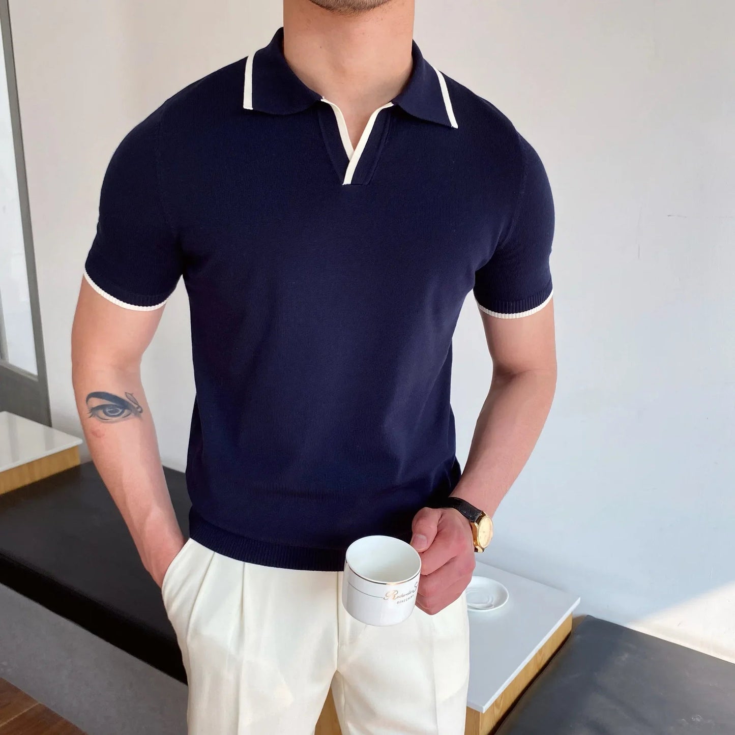 Amalfi Men's Polo Shirt – Slim-Fit Wool Blend for Casual Outings 7