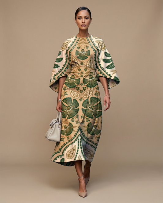 Bohemian Midi Dress – Chic High Waist Design for Stylish Summer Outfits 2