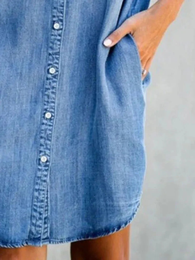 Denim Shirt Dress – Relaxed Fit with Practical Pockets 8