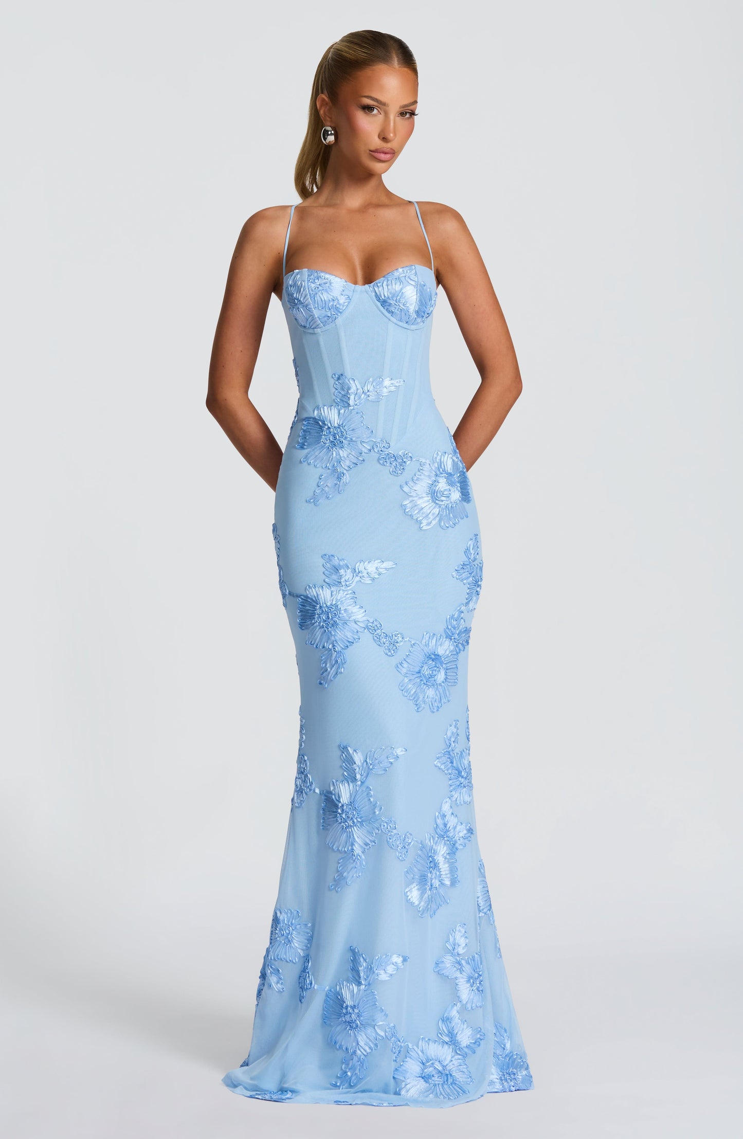 Floral Jacquard Corset Maxi Dress 10
