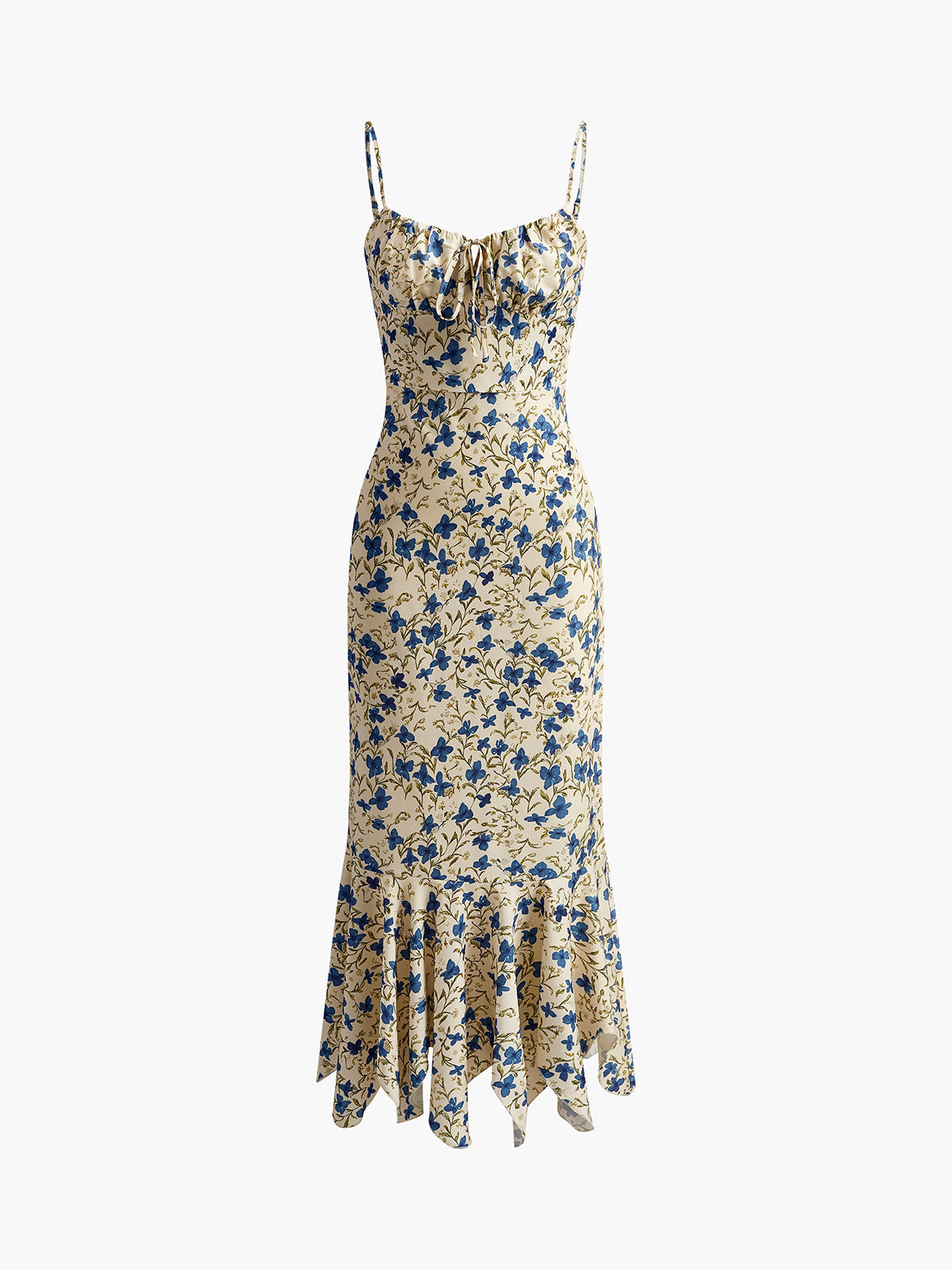 Floral Spaghetti Strap Maxi Dress with Ruched Front 6