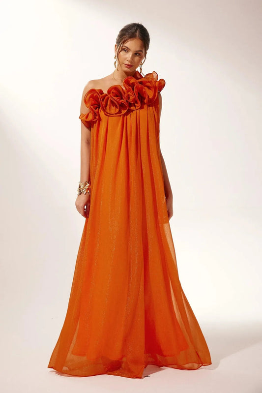 Formal Asymmetric One-Shoulder Floral Maxi Dress 1