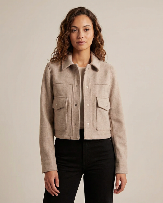 Cropped Button-Front Jacket
