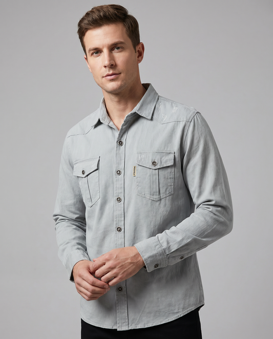 Camicia Cargo Uomo con Tasche sul Petto e Bottoni