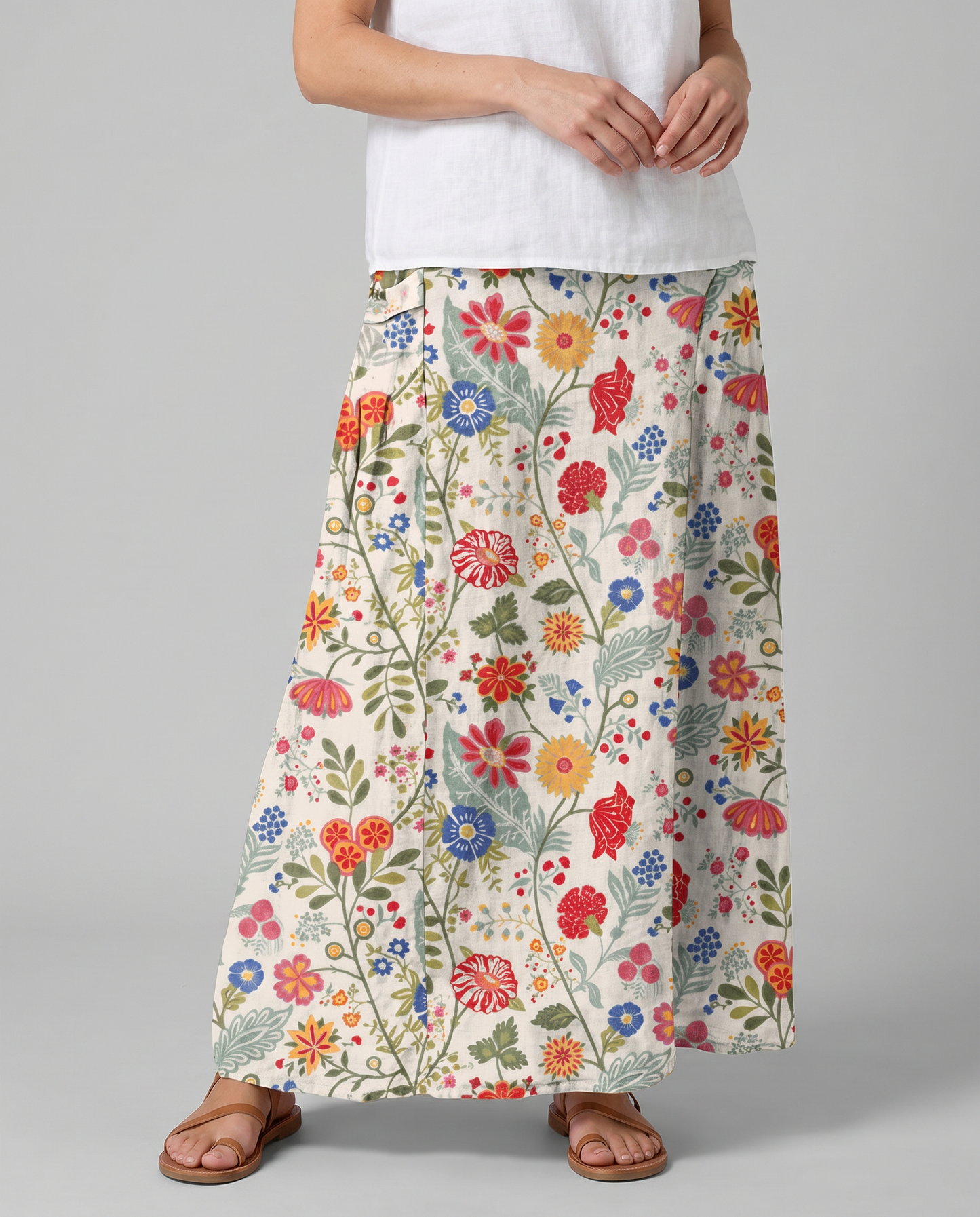 Gonna donna con tasche e stampa floreale colorata