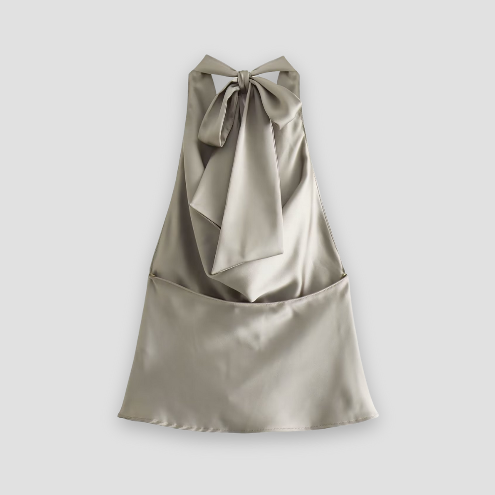 Isabella | Chic Draped Satin Tank with Halter Tie - Lumina 6