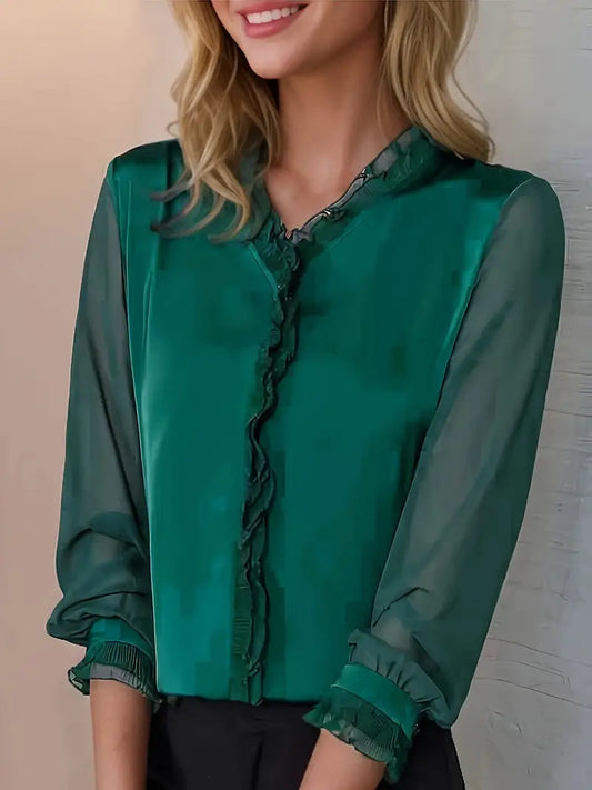 Isabella | Elegant Ruffle Blouse with Graceful Sleeves - Lumina 1
