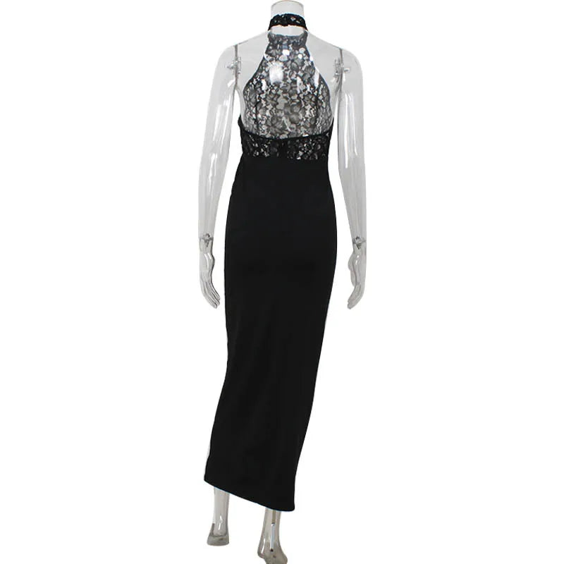 Lace Halter Maxi Dress – Sculpted Elegant Evening Dress for Women 6