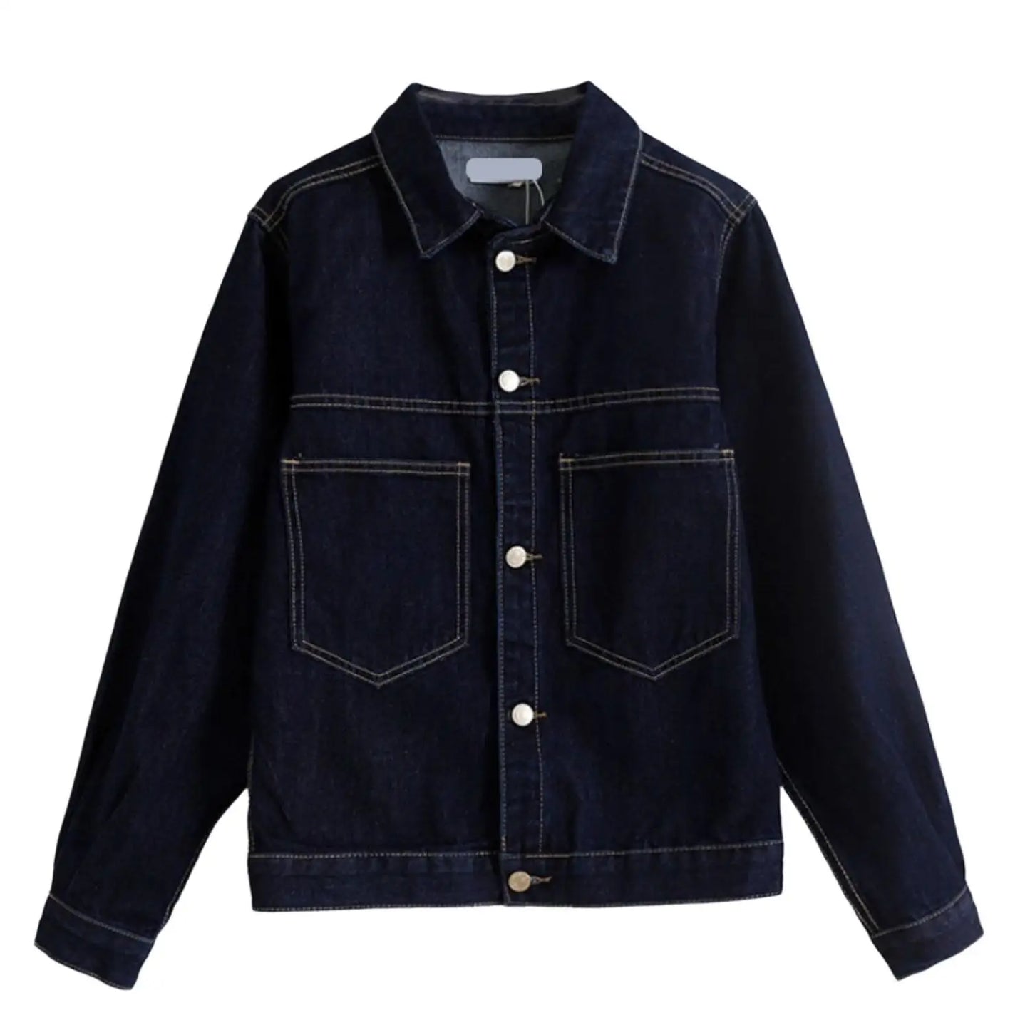 Giacca in Denim con Vestibilità Rilassata e Dettaglio Colletto a Contrasto