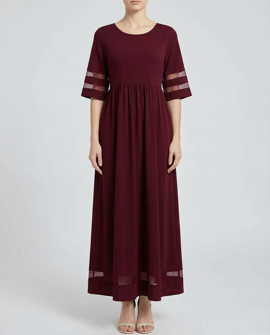 Luna Sheer O-Neck Dress – Versatile Casual Office Attire 2