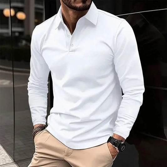 Men's Classic Long Sleeve Polo Shirt – Comfortable Fit for Casual Outings 1