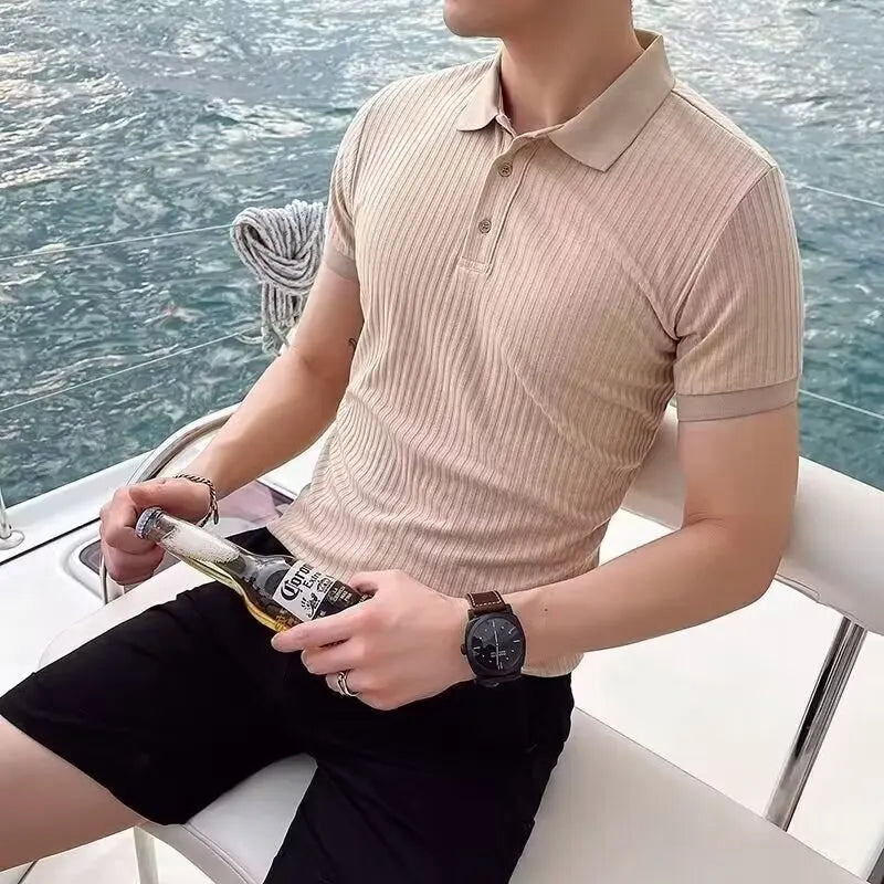 Men's Polo Shirt – Modern Slim Fit with Vertical Stripes 5