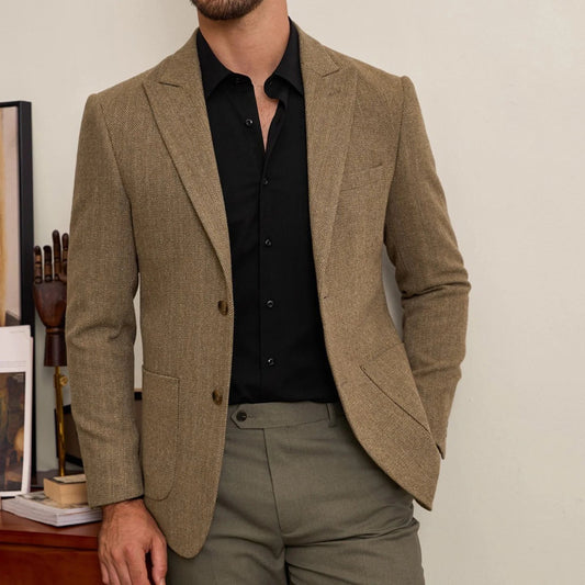 Men's Retro Wool Suit – Chic Slim-Fit Jacket for Autumn Style 1