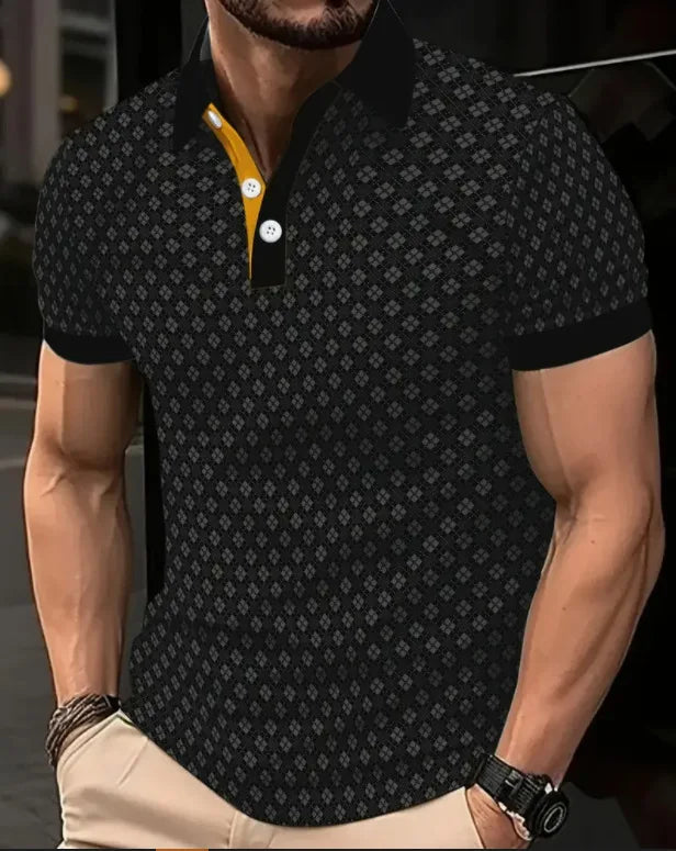 Men's Striped Polo Shirt – Breathable Fabric for Smart-Casual Style 3