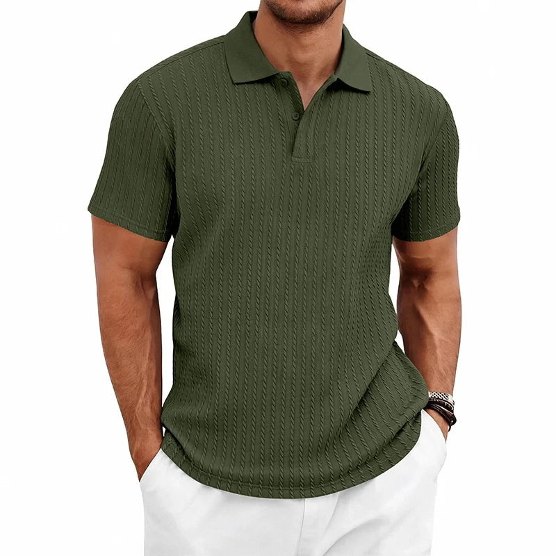 Men's Textured Polo Shirt – Breathable Knit for Summer Comfort 6