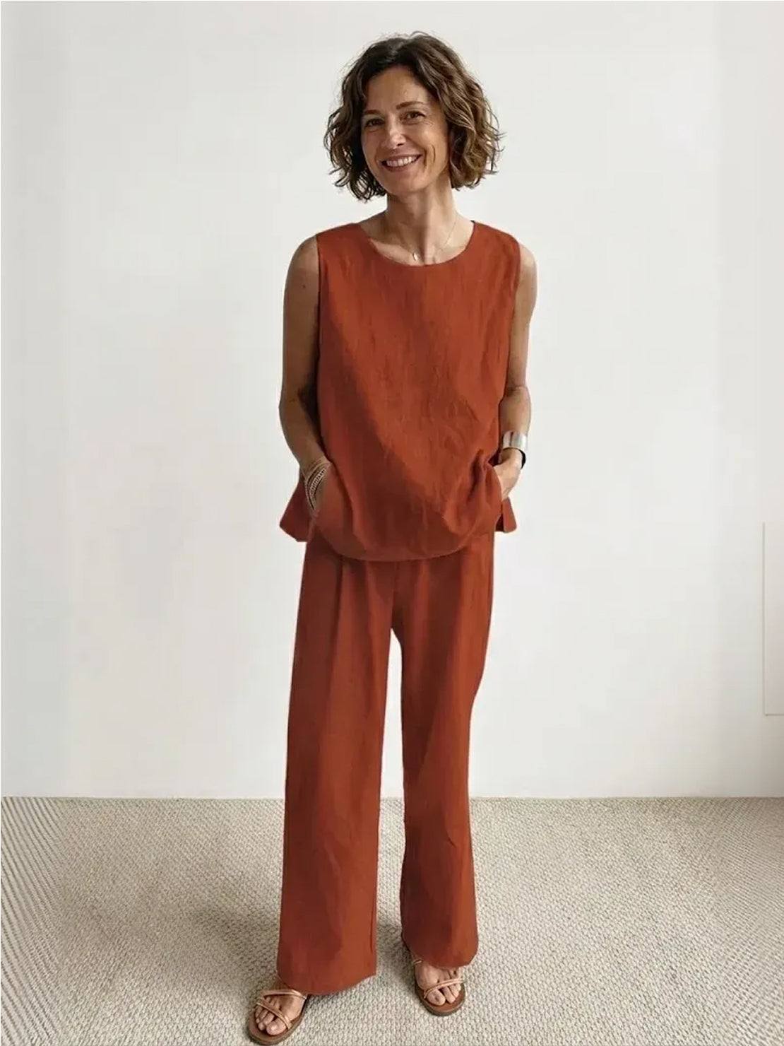 Olivia | Women's Sleeveless Tank Top and Wide-Leg Pants Set 3