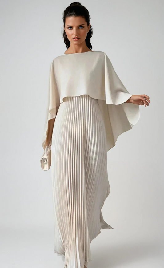Pleated Batwing Sleeve Maxi Dress 1