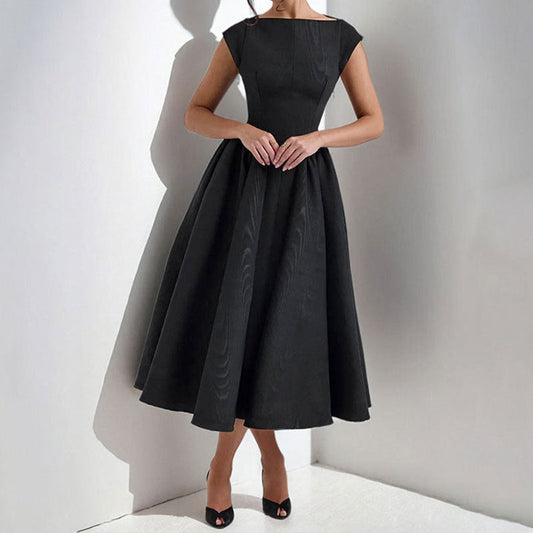 Structured Cap Sleeve Cocktail Midi Dress 1