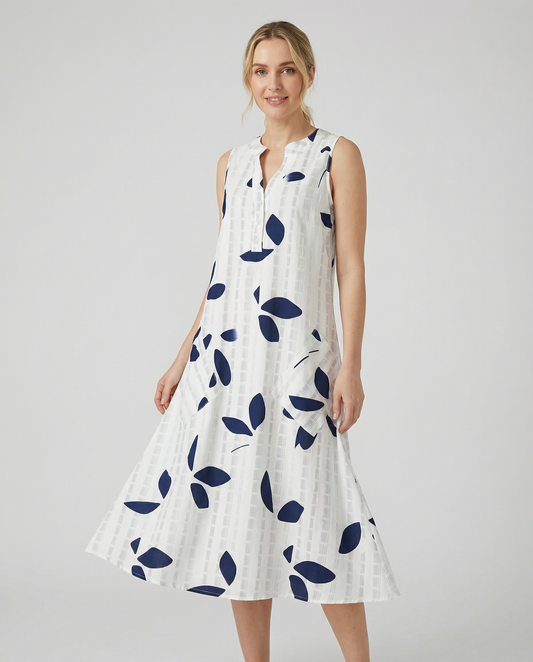 Tessa Leaf Print Maxi Dress – Stylish V-Neck Sleeveless Summer Outfit 2
