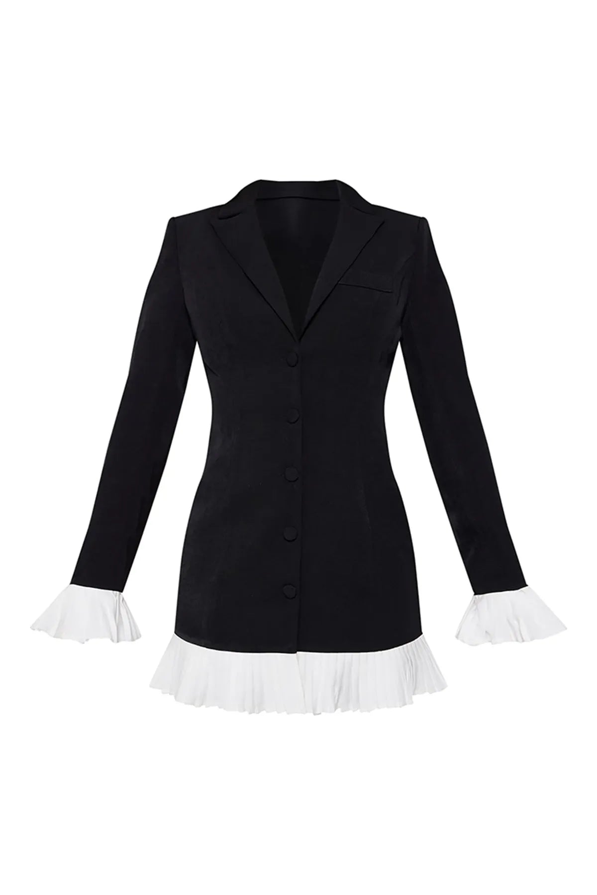 V-Neck Pleated Classy Mini Dress with Button Front Closure 6