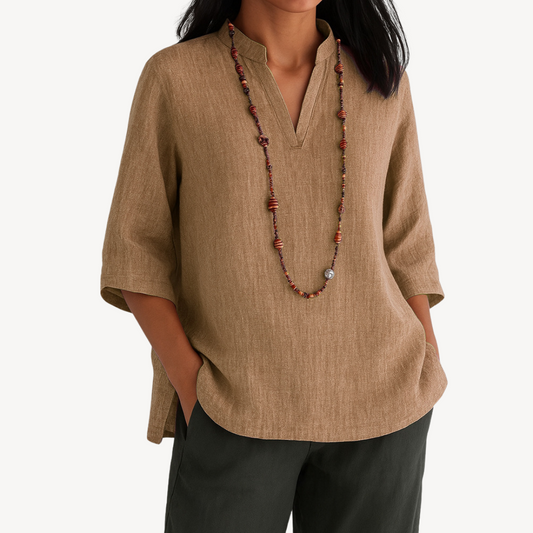 Victoria | Relaxed Linen Tunic Top with Minimalist Design - Lumina 1