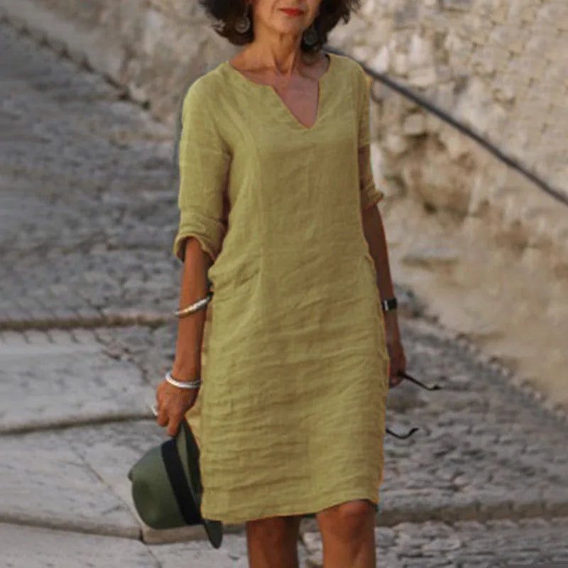 Vintage Women's Mini Dress – Comfortable V-Neck Summer Style 9