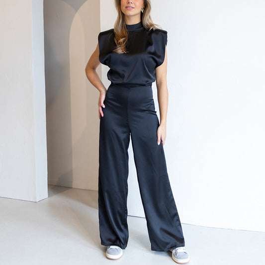 Women’s Elegant Sleeveless Jumpsuit – High Neck Wide Leg One-Piece for Formal Events 1