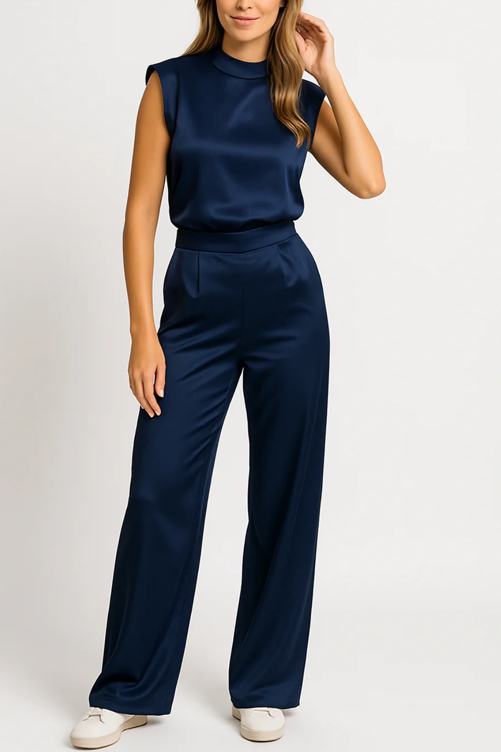 Women’s Elegant Sleeveless Jumpsuit – High Neck Wide Leg One-Piece for Formal Events 2