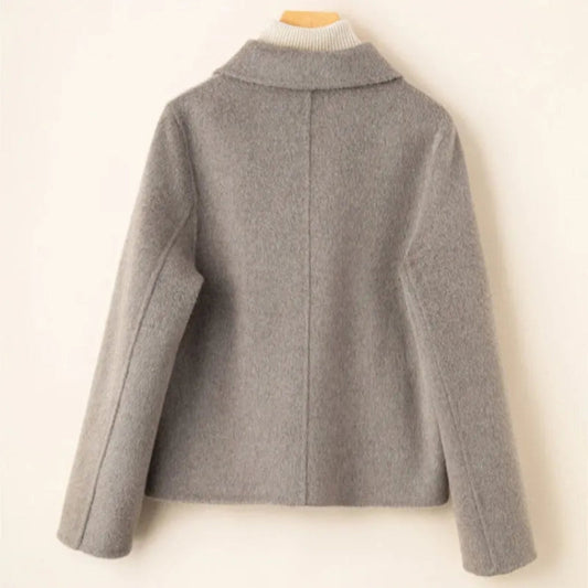 Women's Elegant wool coat with doll collar and gold buttons 1