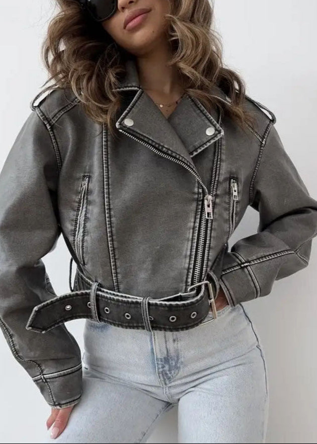 Women's Washed faux leather Jacket 4