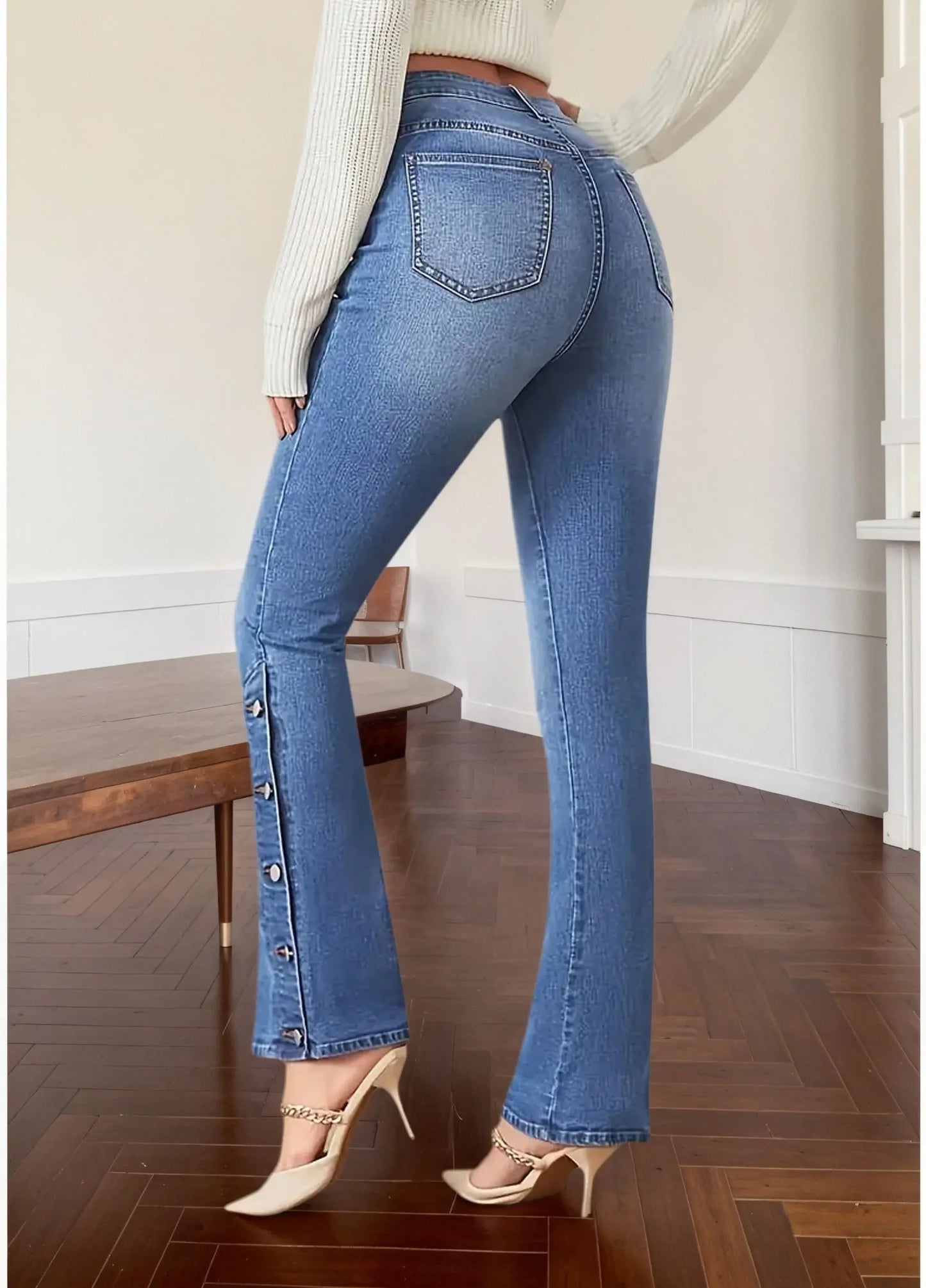 Y2k Jeans For Woman Flared Trousers Vintage Inspired Elegant Look Stretch Fabric Machine Washable Denim Pants Retro Style 5