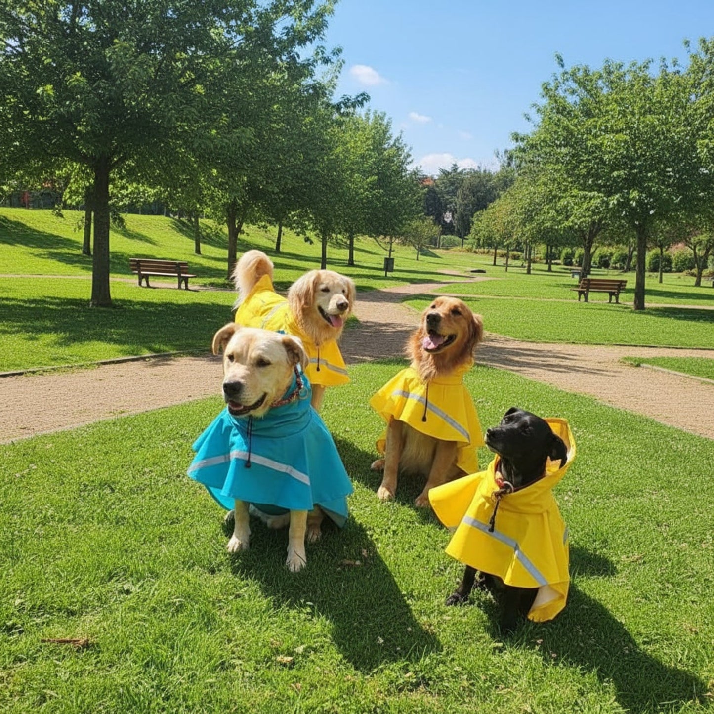 Dog Raincoat Hooded Poncho With Reflective Strip And Back Pocket Waterproof Rain Jacket - Image 6