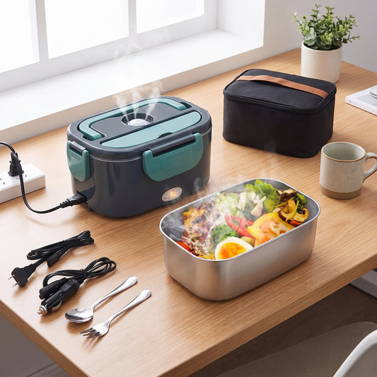 Lunch Box Electric Food Warmer Heated Portable Stainless Steel - in-use