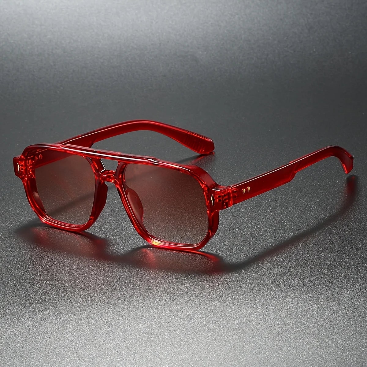 Fashion Square Sunglasses with Thick Frame and Double Bridge - Image 5