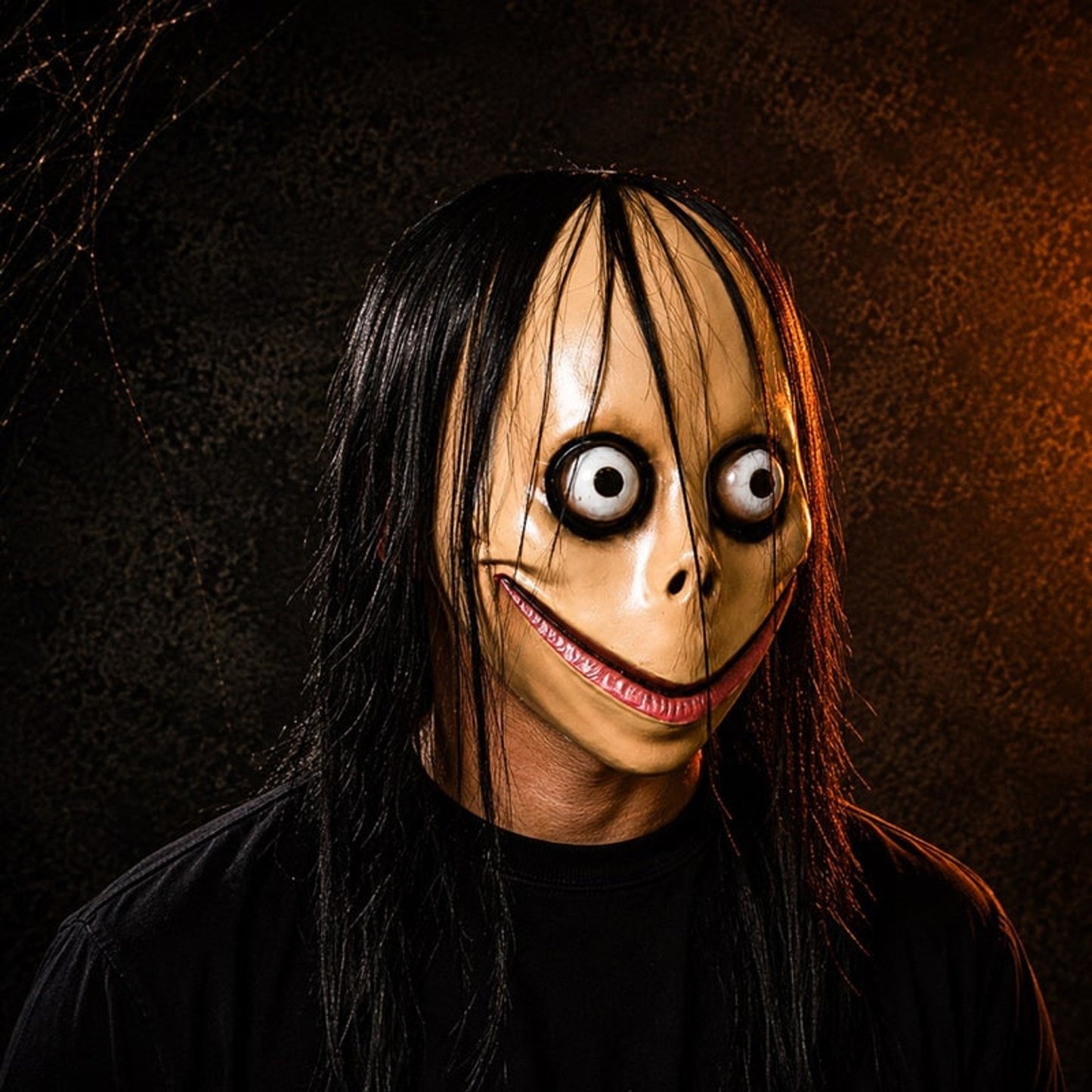 Halloween Mask Momo Creepy Scary Full Face Cosplay Costume Black Hair Horror - Image 4