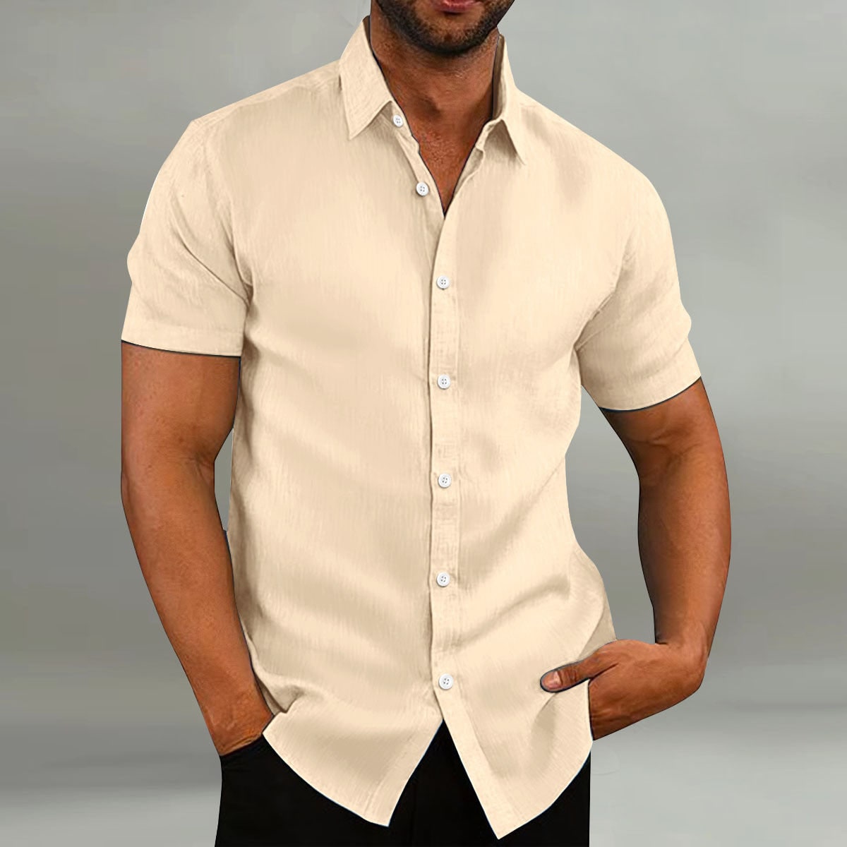 Men's Slim-Fit Button Up Shirt | Short Sleeve Button Shirt - Image 10