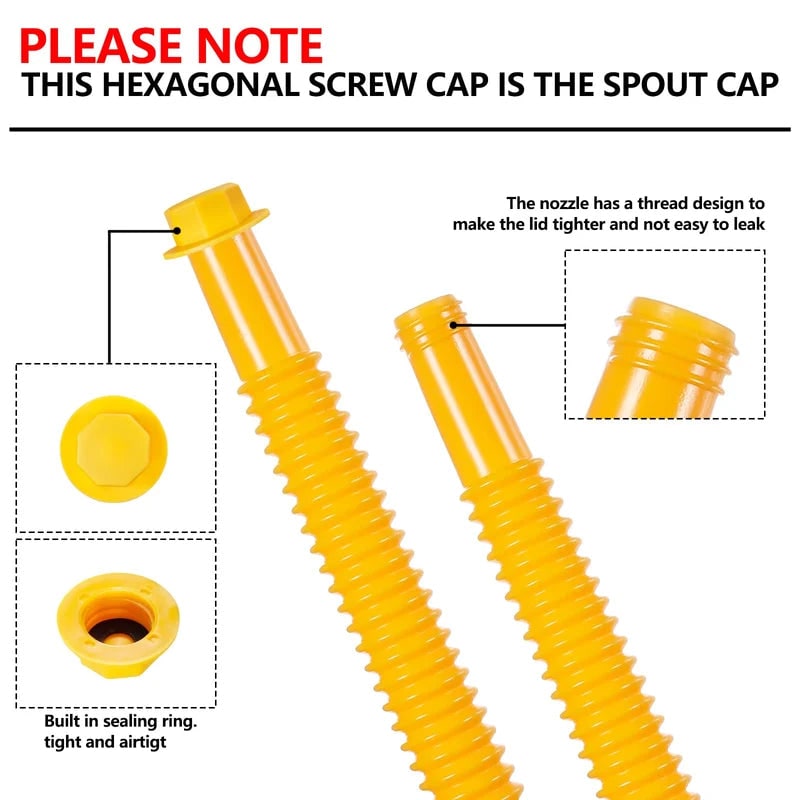 Replacement Gas Can Spout Pouring Flexible Yellow Plastic Kit - Image 22