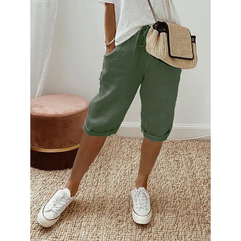 Women's Capri Pants Cuffed Elastic Waist Casual - Image 5