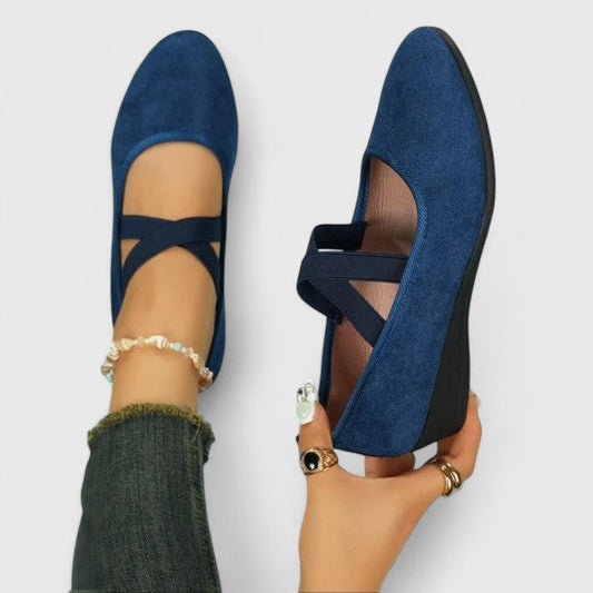 Women's Comfort Ballet Wedge Shoes with Ankle Strap