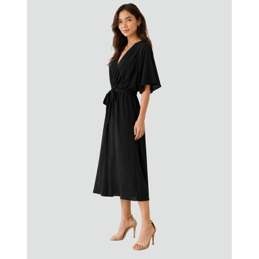 Women's Flowy Midi Dress | V-Neck Wrap Dress - Image 2