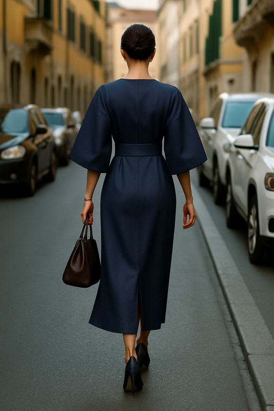 Women's Midi Dress Wide-Sleeve Wrap | Dress - Image 2