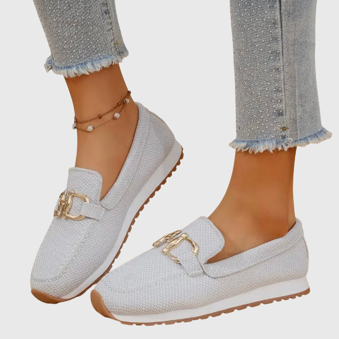 Women's Round Toe Slip-On Loafers with Buckle