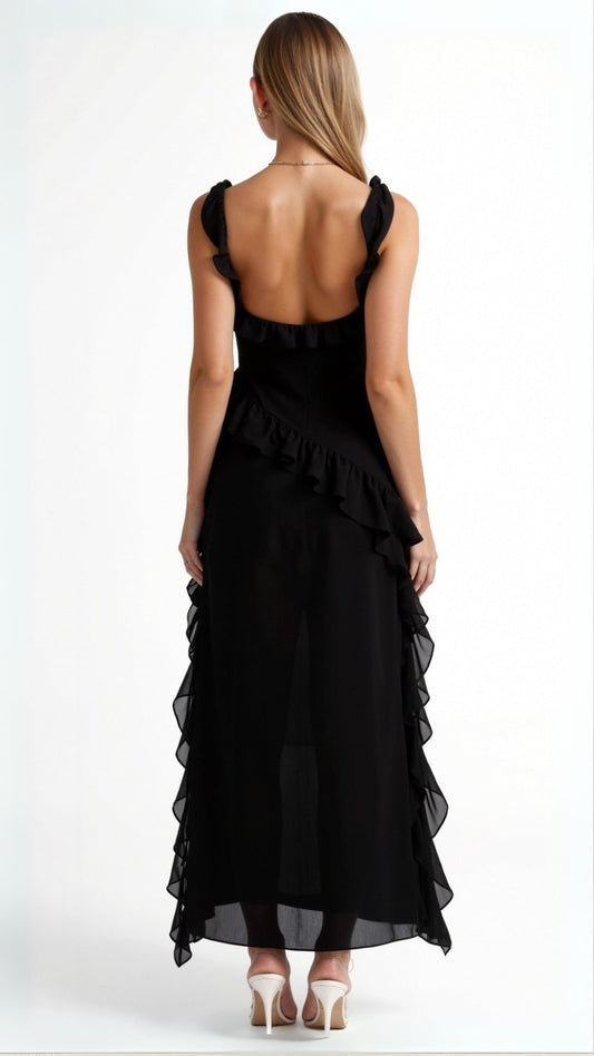 Women's Ruffled Maxi Long Formal Dress | with Side Slit - Image 2