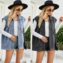 2025 Newest Fashion Denim Vest For Women Sleeveless Casual Loose Long Jeans Jacket Coat Street Hipster Female Clothing S-XXL 4