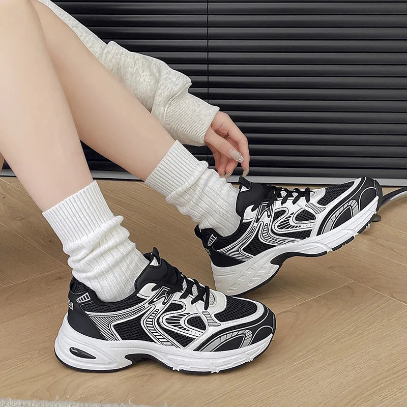 2025 Summer New Women's Dad Sneakers - Breathable Mesh Small-Design Casual All-Match Sports Shoes 1