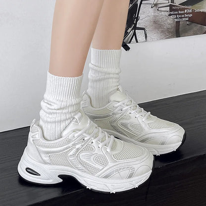 2025 Summer New Women's Dad Sneakers - Breathable Mesh Small-Design Casual All-Match Sports Shoes 3
