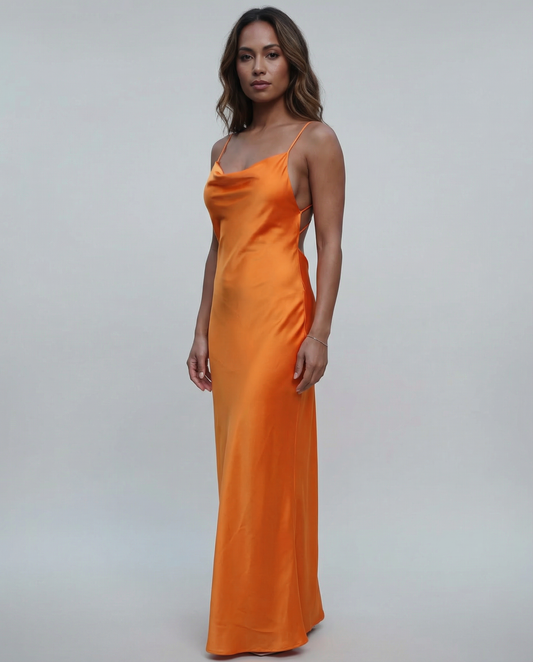 Amalfi Backless Maxi Dress – Elegant Satin Evening Gown for Formal Events 1