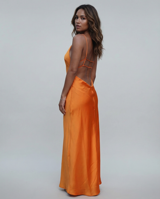 Amalfi Backless Maxi Dress – Elegant Satin Evening Gown for Formal Events 2