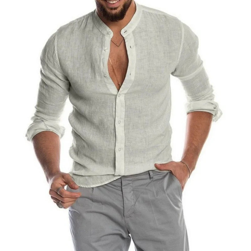 Amalfi Linen Shirt – Breathable Long Sleeve Casual Summer Essential 4