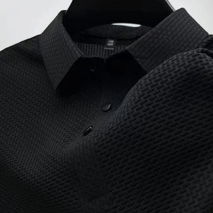 Amalfi Men's Polo Shirt – Breathable Solid Color with Unique Bone Flower Pattern 0